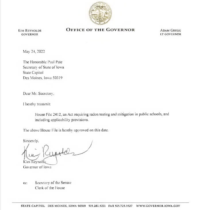 House File 2412 cover letter